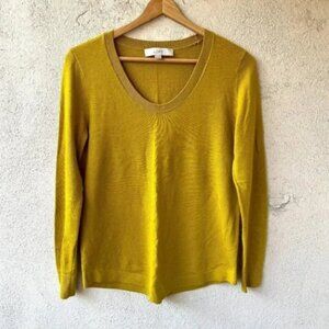 Loft Gold Knit Scoop Neck Sweater Size Small